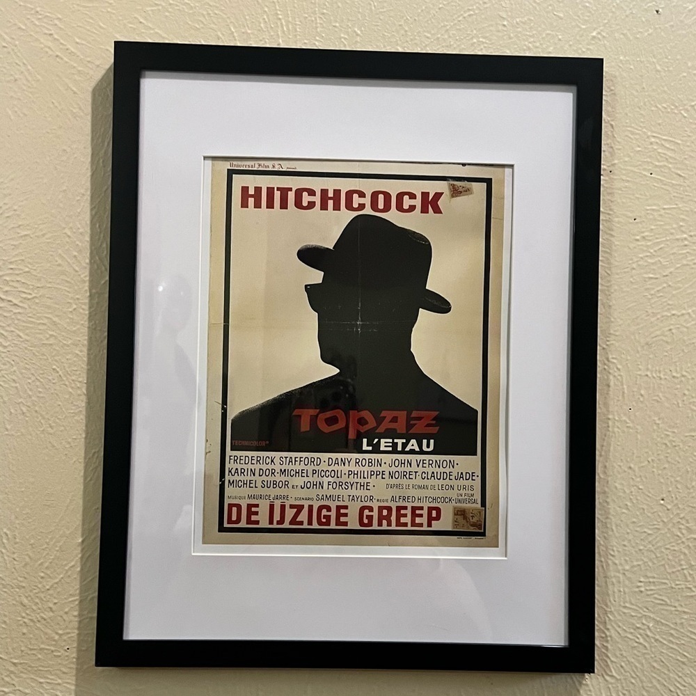 Alfred Hitchcock Poster Book Page Framed in a 11x14 HD material Frame